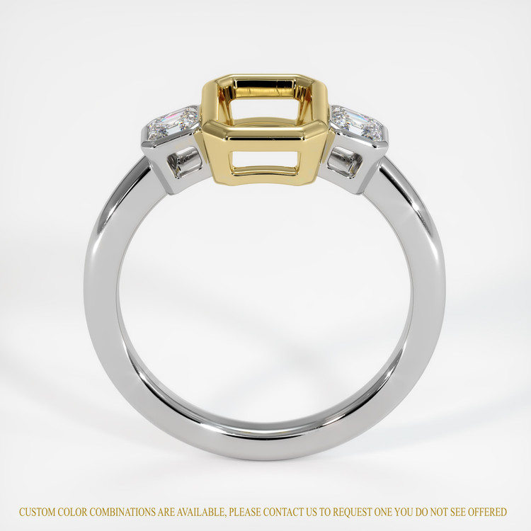 14K Yellow & White Three Stone Ring Setting