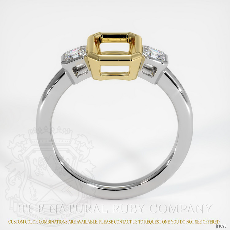 14K Yellow & White Three Stone Ring Setting