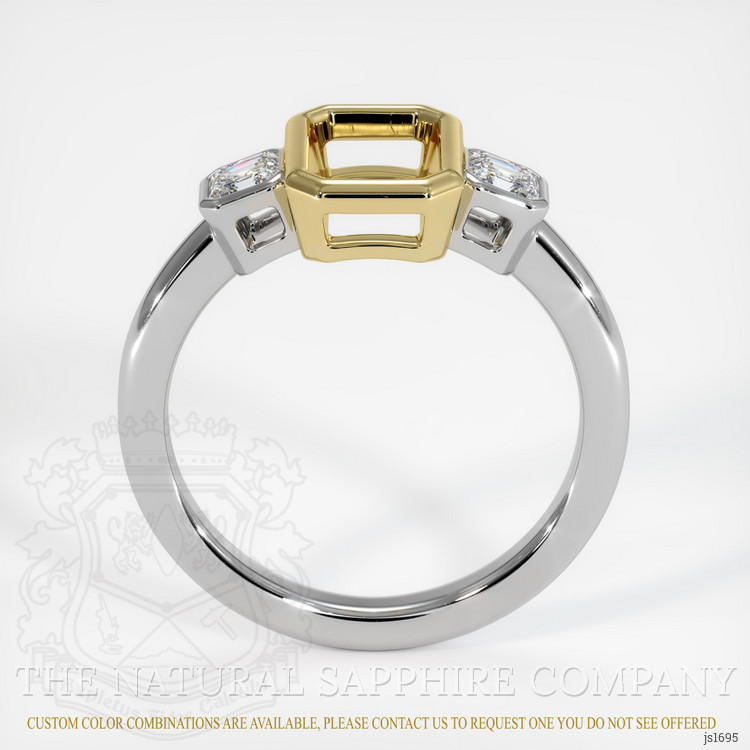 14K Yellow & White Three Stone Ring Setting