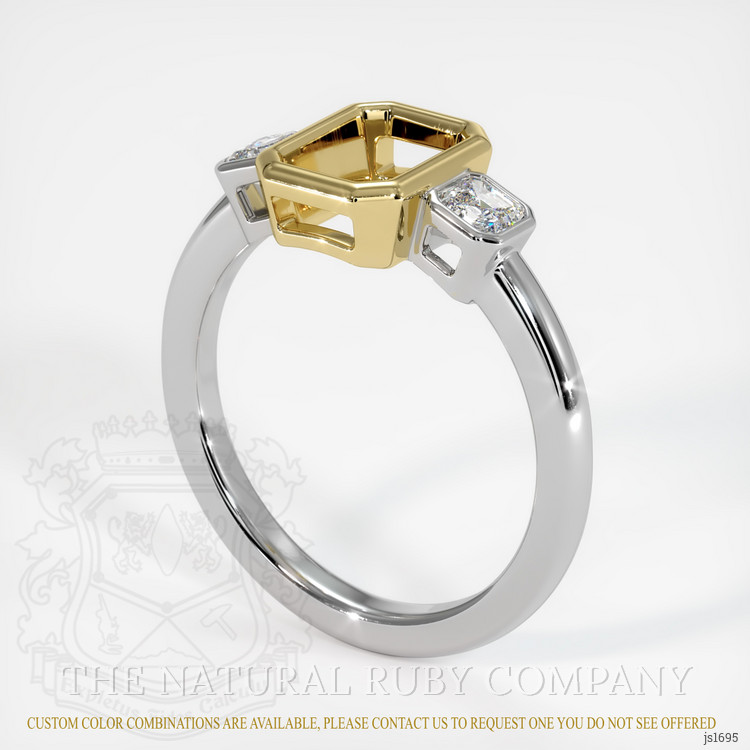 18K Yellow & White Three Stone Ring Setting
