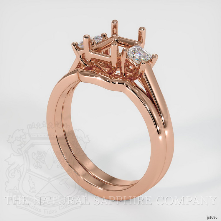 14K Rose Gold Three Stone Ring Setting