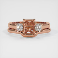 14K Rose Gold Three Stone Ring Setting Image