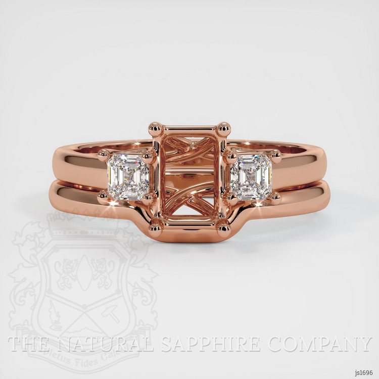 14K Rose Gold Three Stone Ring Setting