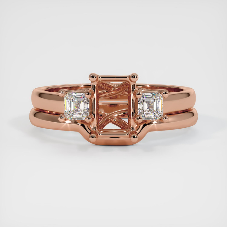 14K Rose Gold Three Stone Ring Setting