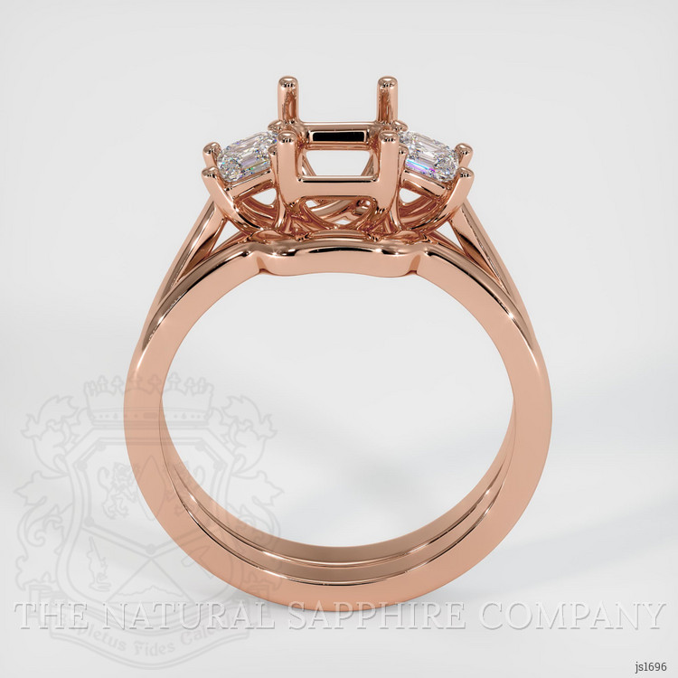 14K Rose Gold Three Stone Ring Setting