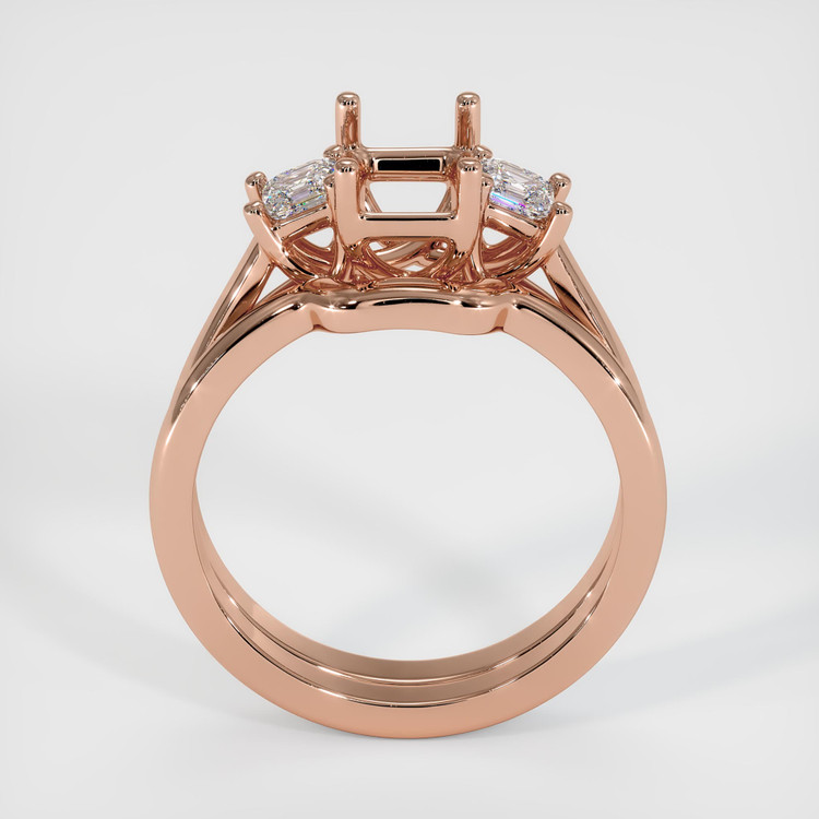 14K Rose Gold Three Stone Ring Setting