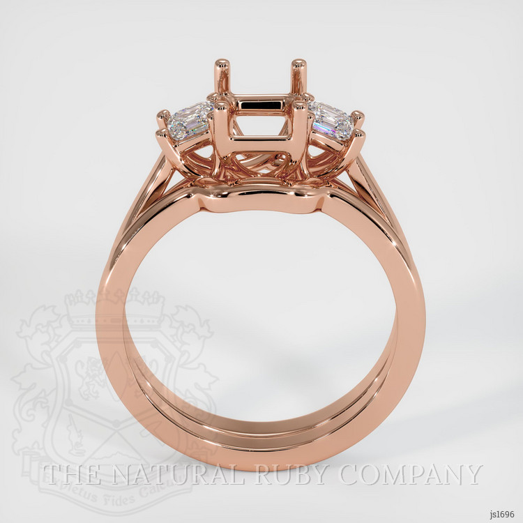 14K Rose Gold Three Stone Ring Setting
