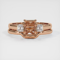 18K Rose Gold Three Stone Ring Setting Image