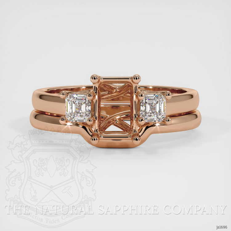 18K Rose Gold Three Stone Ring Setting