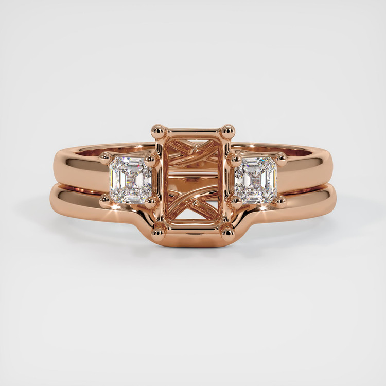 18K Rose Gold Three Stone Ring Setting