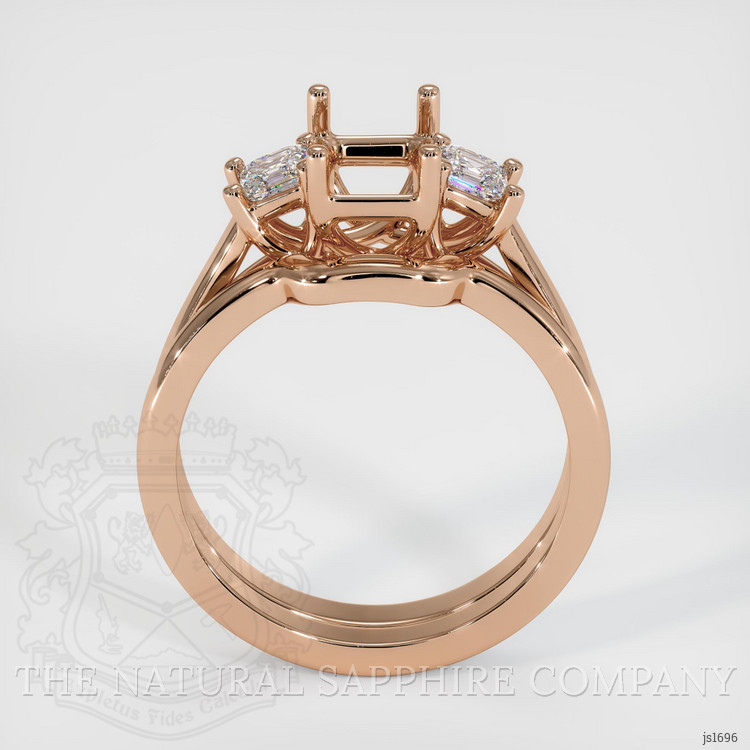 18K Rose Gold Three Stone Ring Setting