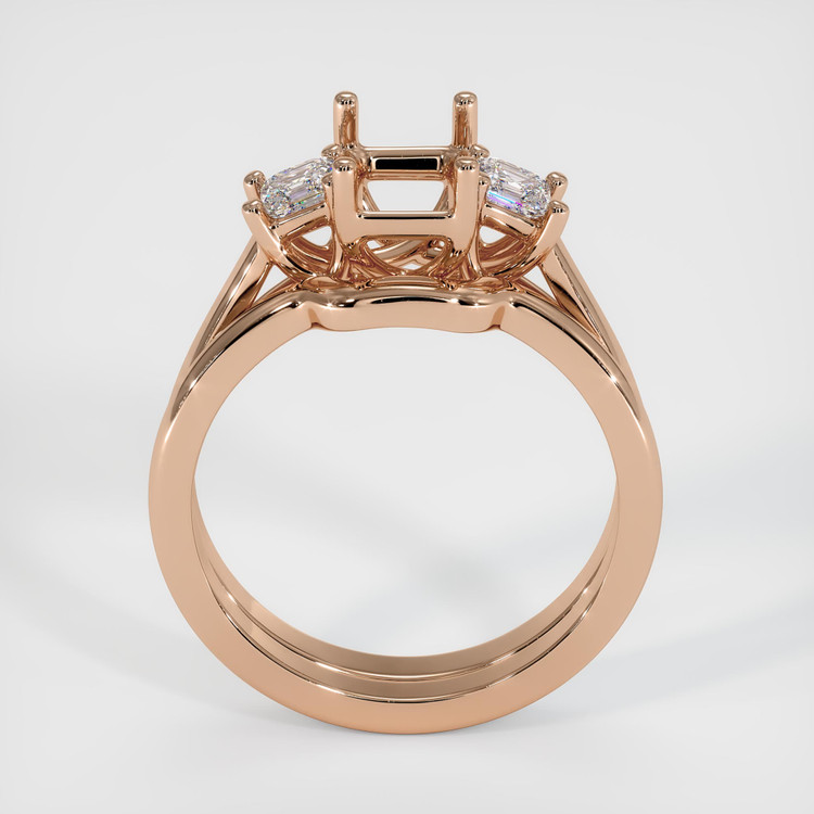 18K Rose Gold Three Stone Ring Setting
