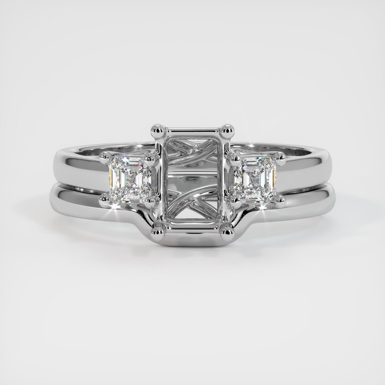 10K White Gold Three Stone Ring Setting
