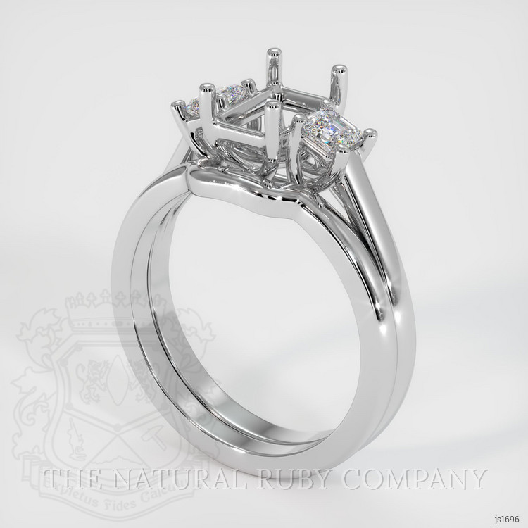 14K White Gold Three Stone Ring Setting