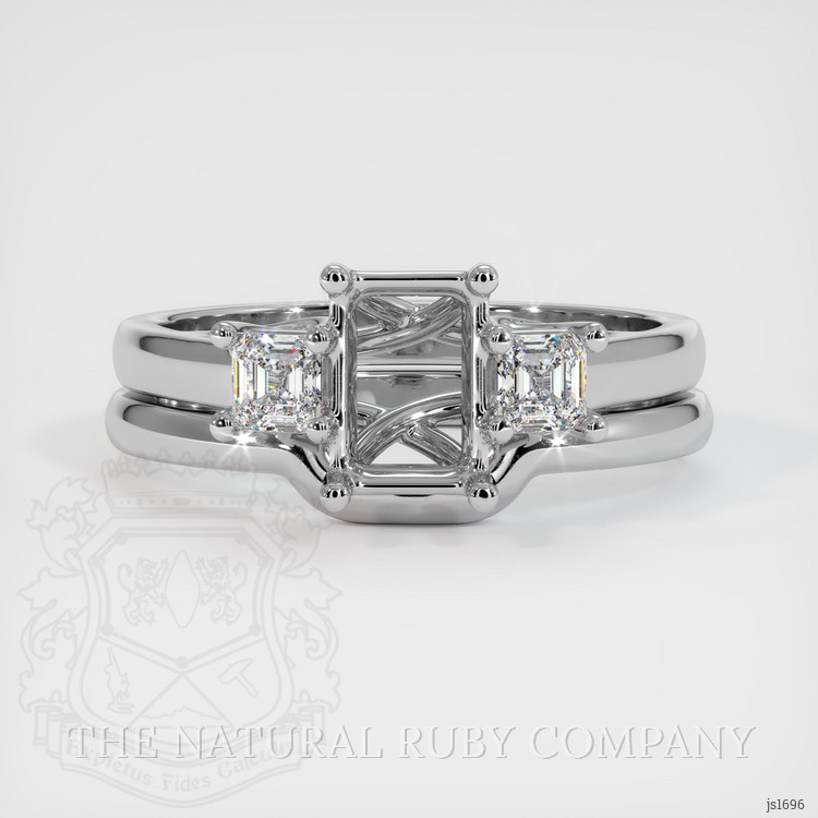 14K White Gold Three Stone Ring Setting