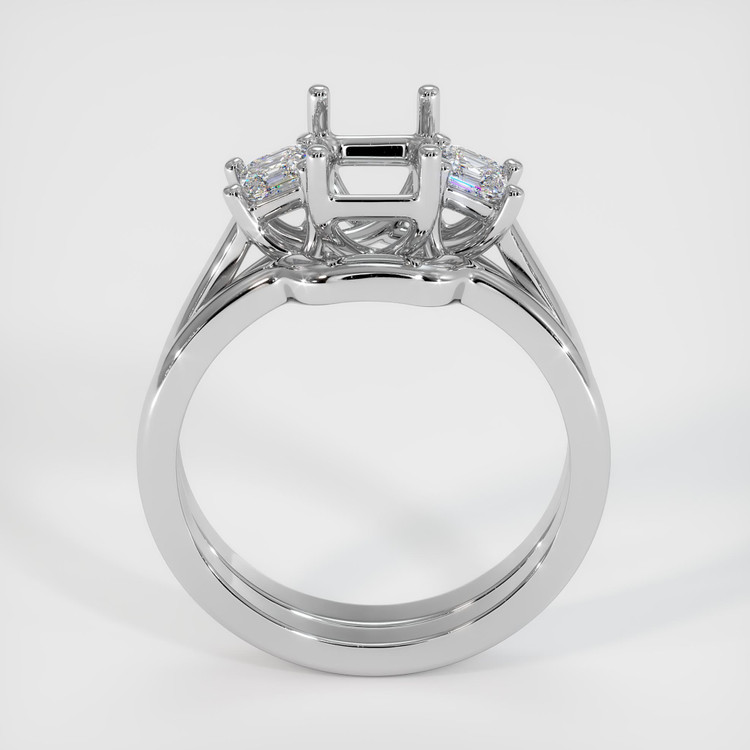 14K White Gold Three Stone Ring Setting