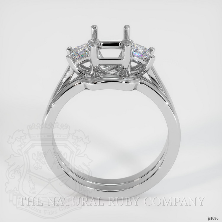 14K White Gold Three Stone Ring Setting
