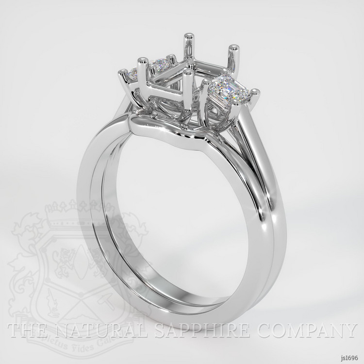 18K White Gold Three Stone Ring Setting