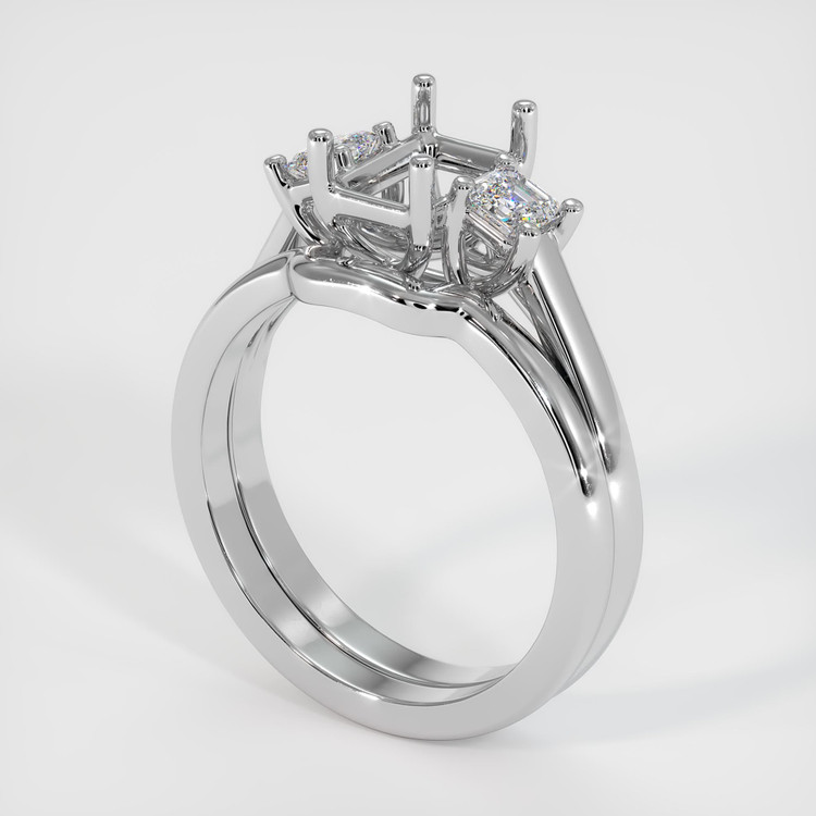18K White Gold Three Stone Ring Setting