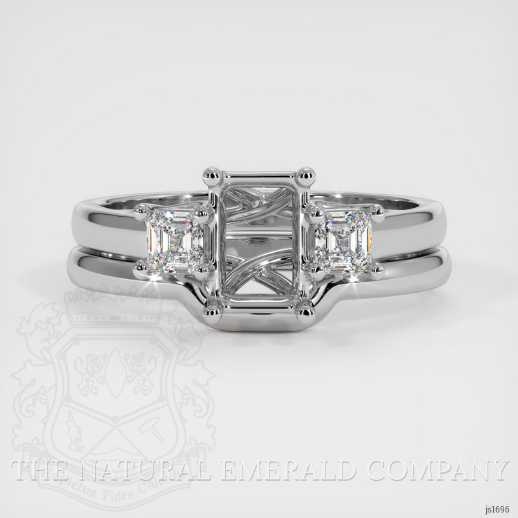 18K White Gold Three Stone Ring Setting