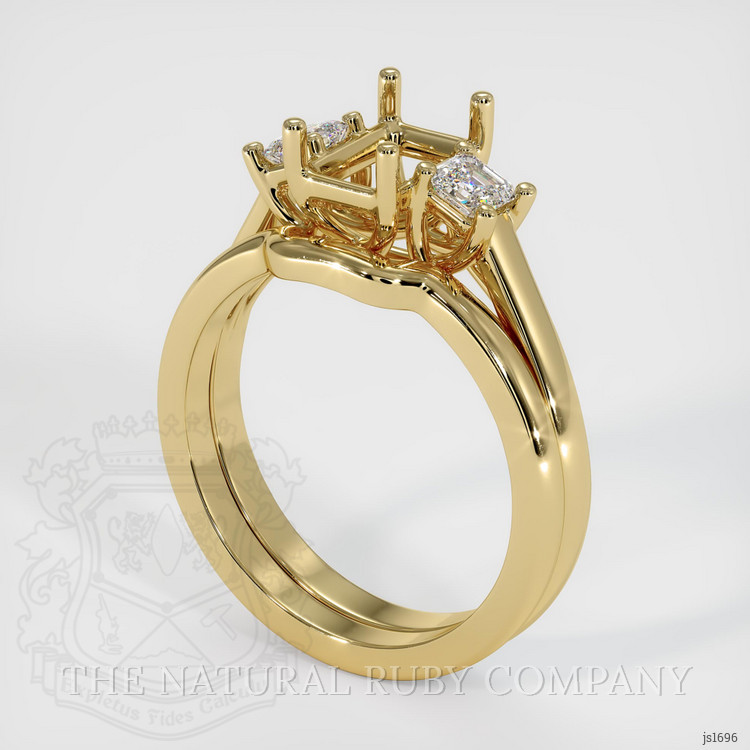 18K Yellow Gold Three Stone Ring Setting