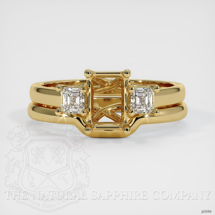 18K Yellow Gold Three Stone Ring Setting