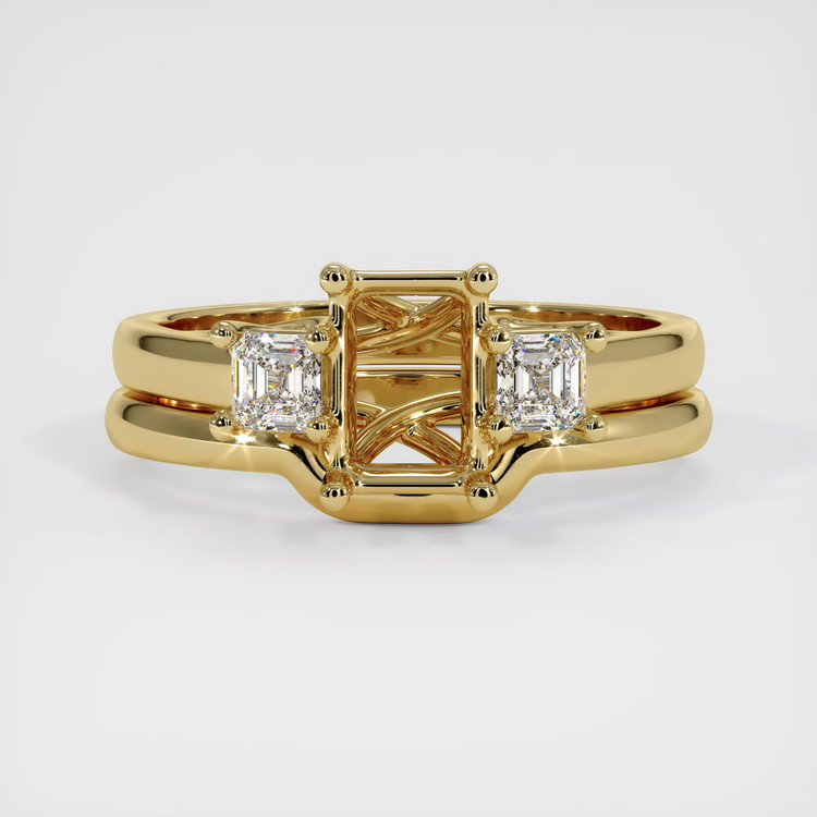18K Yellow Gold Three Stone Ring Setting