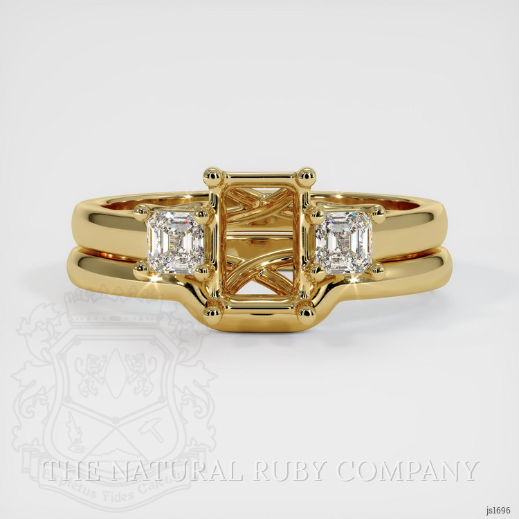 18K Yellow Gold Three Stone Ring Setting