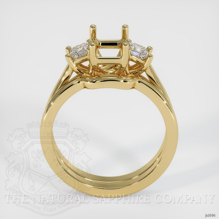 18K Yellow Gold Three Stone Ring Setting