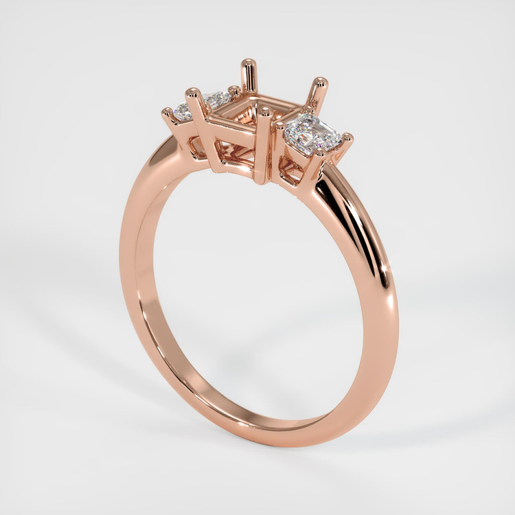 14K Rose Gold Three Stone Ring Setting
