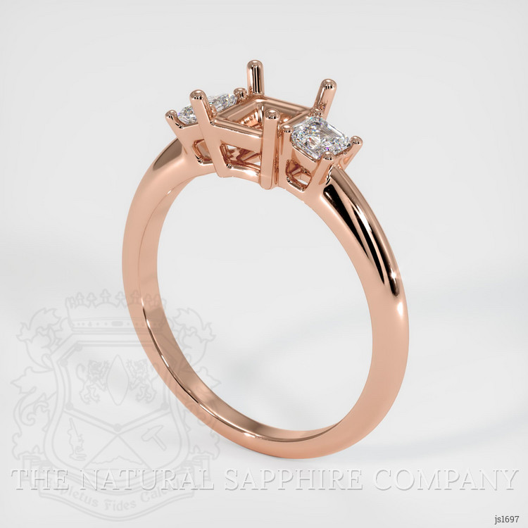 14K Rose Gold Three Stone Ring Setting