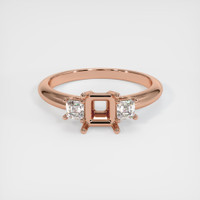 14K Rose Gold Three Stone Ring Setting Image