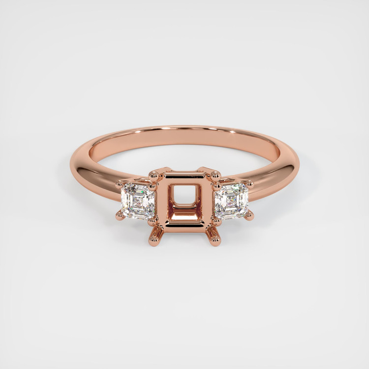 14K Rose Gold Three Stone Ring Setting