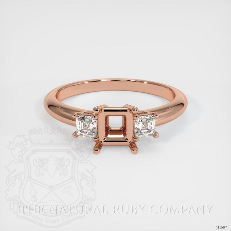 14K Rose Gold Three Stone Ring Setting