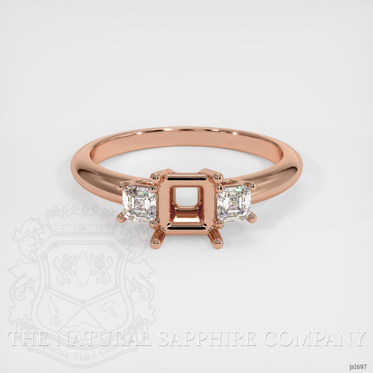 14K Rose Gold Three Stone Ring Setting
