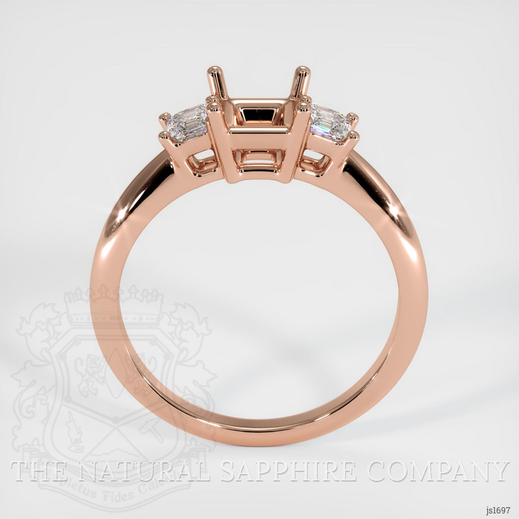 14K Rose Gold Three Stone Ring Setting