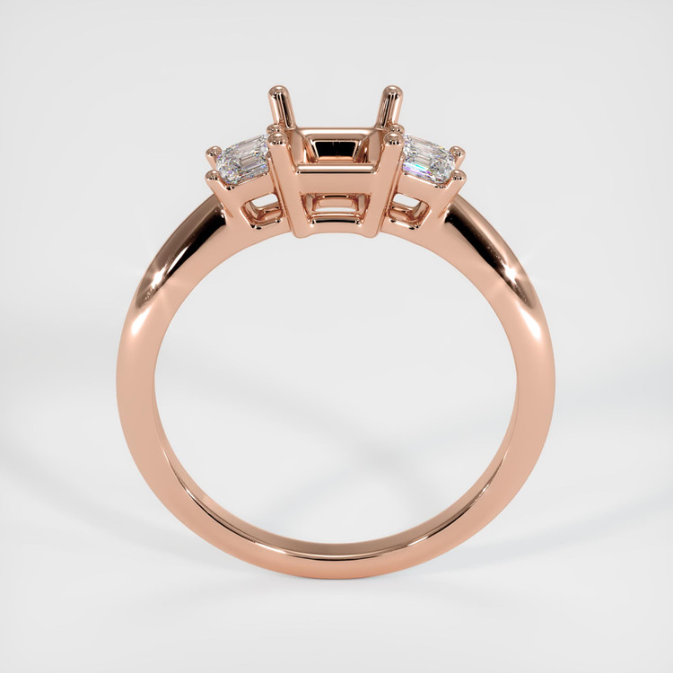 14K Rose Gold Three Stone Ring Setting