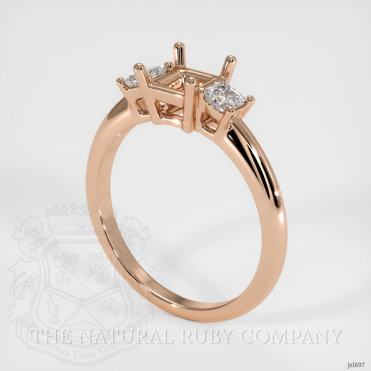 18K Rose Gold Three Stone Ring Setting