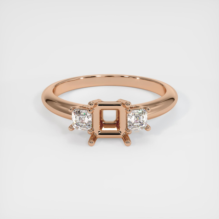 18K Rose Gold Three Stone Ring Setting