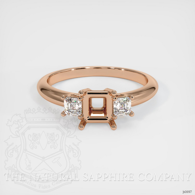 18K Rose Gold Three Stone Ring Setting