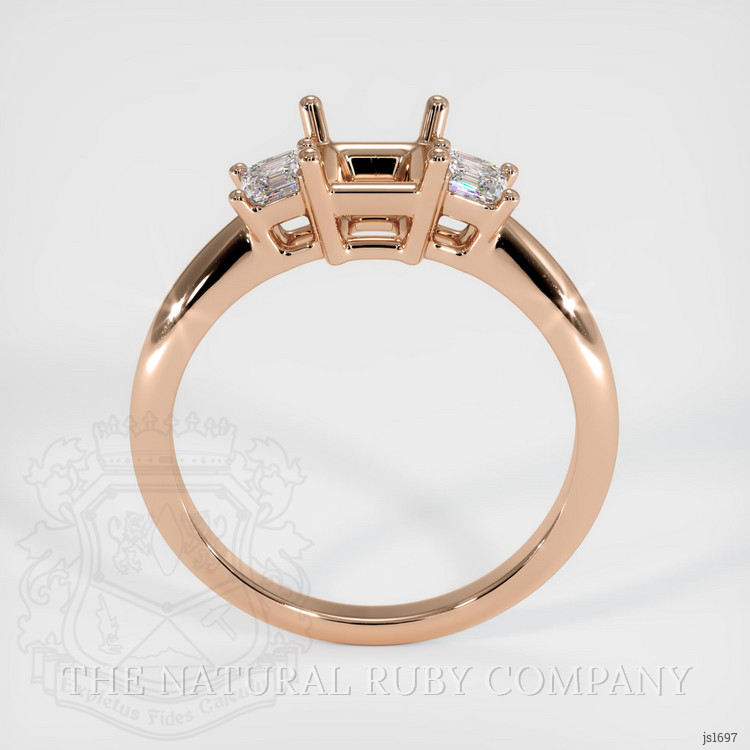 18K Rose Gold Three Stone Ring Setting