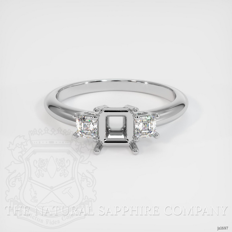 10K White Gold Three Stone Ring Setting