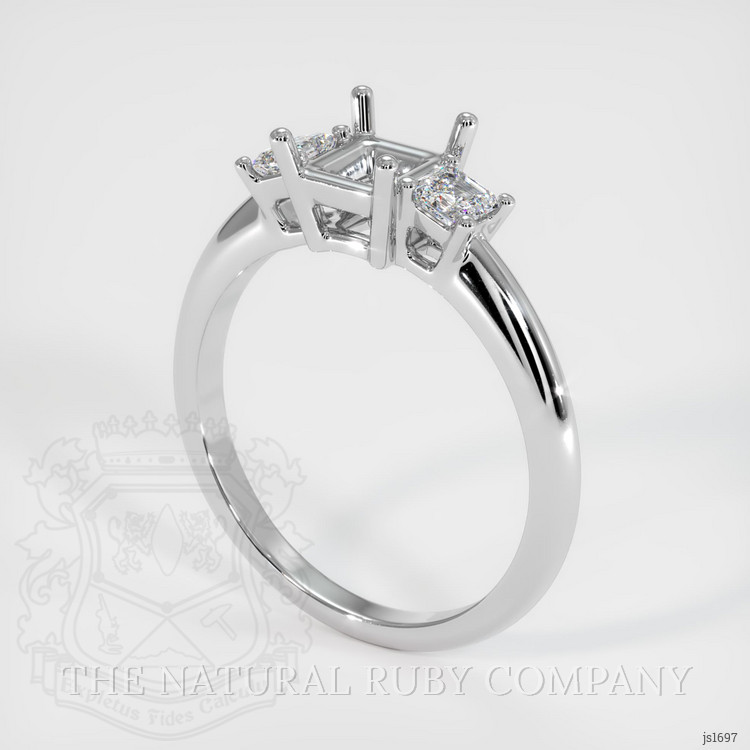 14K White Gold Three Stone Ring Setting