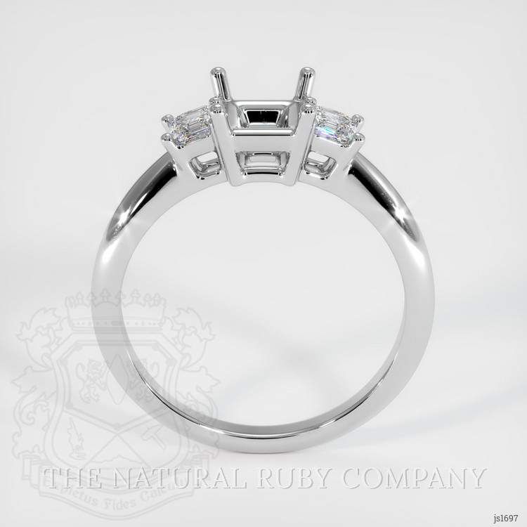 14K White Gold Three Stone Ring Setting
