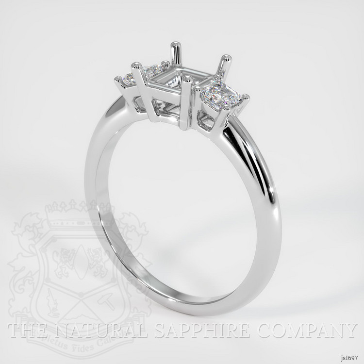 18K White Gold Three Stone Ring Setting