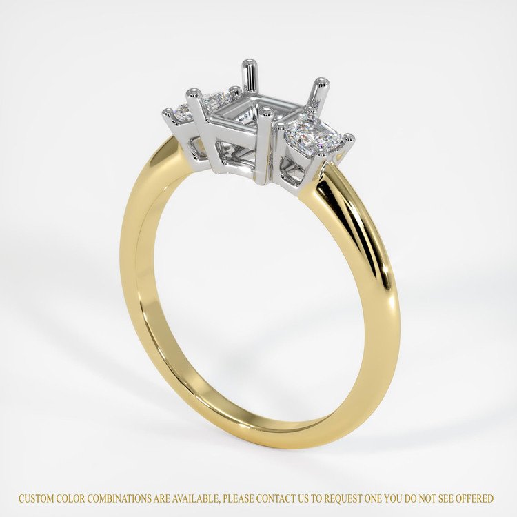14K White & Yellow Three Stone Ring Setting