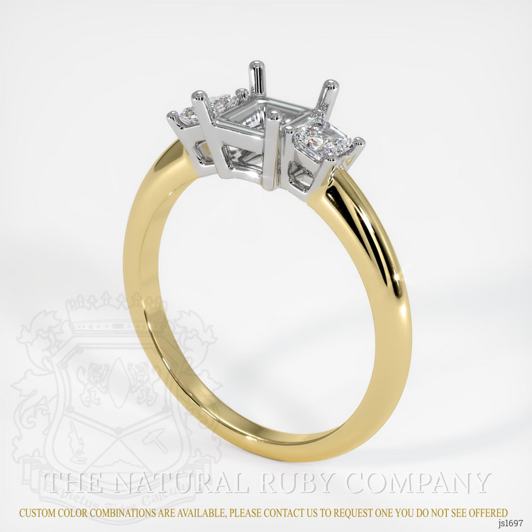 14K White & Yellow Three Stone Ring Setting