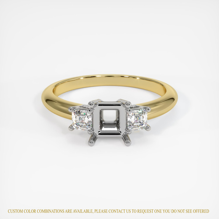 14K White & Yellow Three Stone Ring Setting