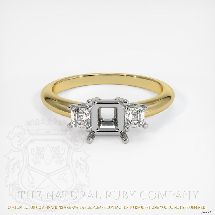 14K White & Yellow Three Stone Ring Setting