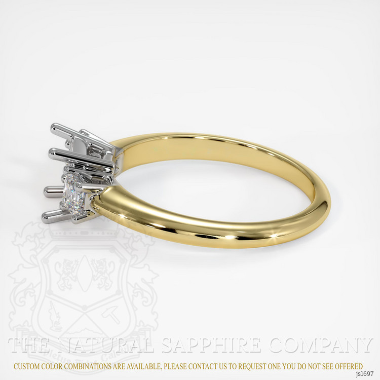 14K White & Yellow Three Stone Ring Setting